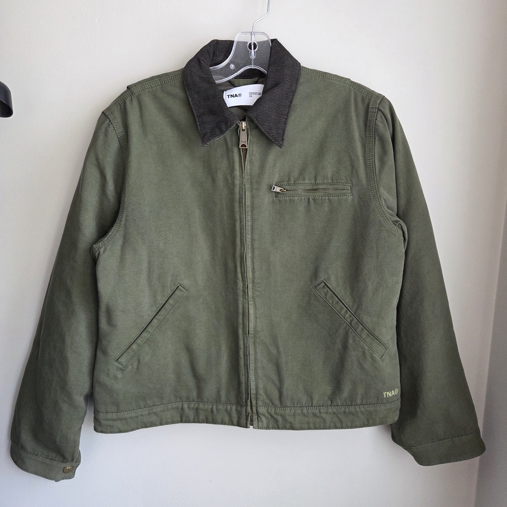 TNA Olive Dale Utility Chore Barn Jacket Lined Boxy XS NWT
